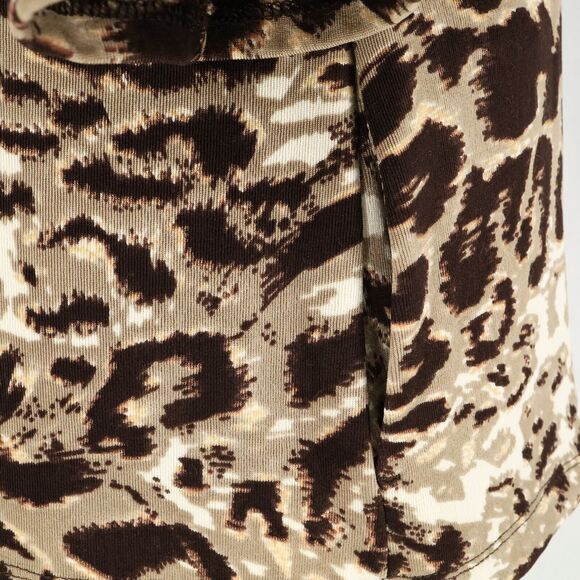 Chicos Travelers Jacket 1 Womens Medium 8 Animal Print Beige Brown Stretch Knit - Picture 10 of 15